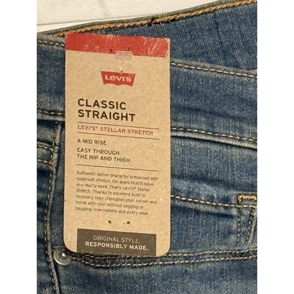 NWT Levi's Classic Straight Jeans Stellar Stretch New Ripped Distressed Size 4M - Picture 6 of 13